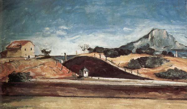 Paul Cezanne Le Percement de la voie ferree avec la montagne Sainte-Victoire Germany oil painting art